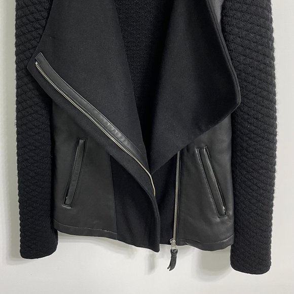 Mackage - Wool and Leather Jacket with Quilted Knit Sleeves - Size S - Picture 3 of 9